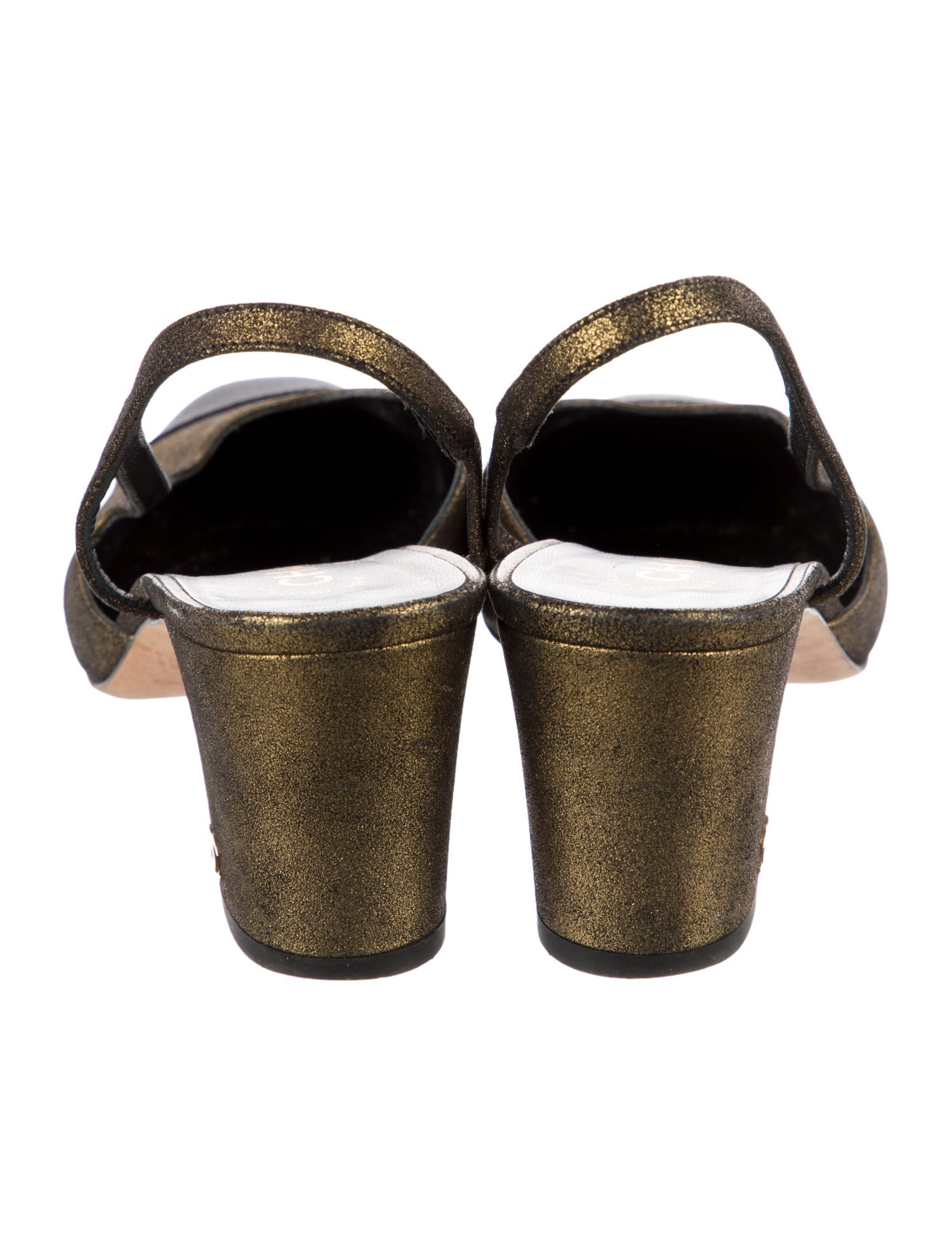 Chanel Interlocking CC Logo Suede Slingback Pumps